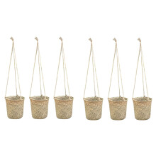 6-Piece Hand-Woven Storage Basket Wicker Hanging Flower Pot Basket Plant Basket Indoor and Outdoor Flower Container