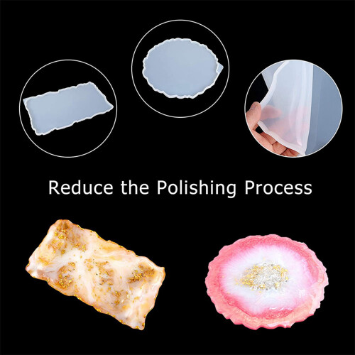 4 Pieces Tray Silicone Mold Kit Irregular Epoxy Resin Tray Molds for DIY Crafts (Rectangle+Round) 2