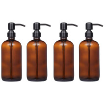 4X Glas 18 Oz Hand Glas Flasche Edelstahl Drücken Typ Spender Flasche Seifen Spender