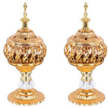 2X Räuchergefäß Räucherstäbchen Bakhoor Holzkohle Räuchergefäß Aus Metall Arabische Räuchergefäß Desktop Dekoration