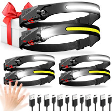 Rechargeable Headlamp 6 Pack, 1000 Lumen Headlamp for Adults, 230 Wide Beam Headlamp & Spotlight, Motion Sensor, 6 Modes Lightweight Waterproof Head