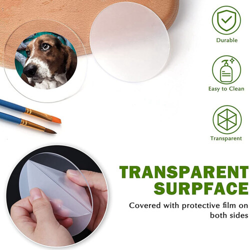 Disco de Acrílico Transparente de 36 Unidades Folha de Acrílico Circular de 4 Polegadas Círculo Espesso de Acrílico Redondo em Branco Painel de 2