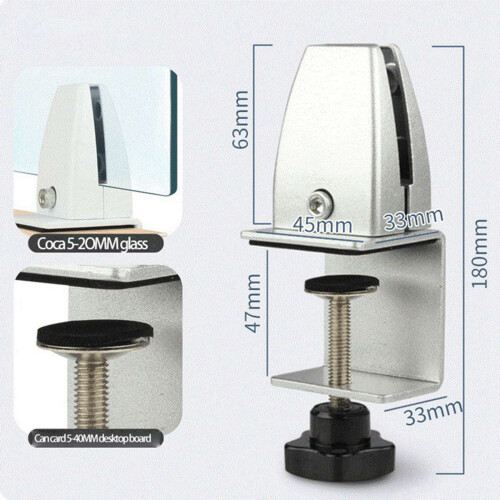 6 Pcs Office Desk Divider Clamp Privacy Screen Clip Holder Bracket Screen Baffle Clamp Partition for Table Clamp -Silver 2
