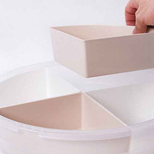 2X 4-Compartment Vegetable Tray Snack Storage Box with Lid Fruit Bowl with Lid 2