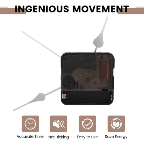Clock Movement Mechanism with Silver Hour Minute Second Hand DIY Tools Kit 2
