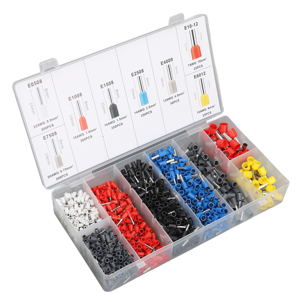 1200 Pcs Wire Crimp Terminals Assortment Kit Cold Press Electrical Connectors 6921369177360