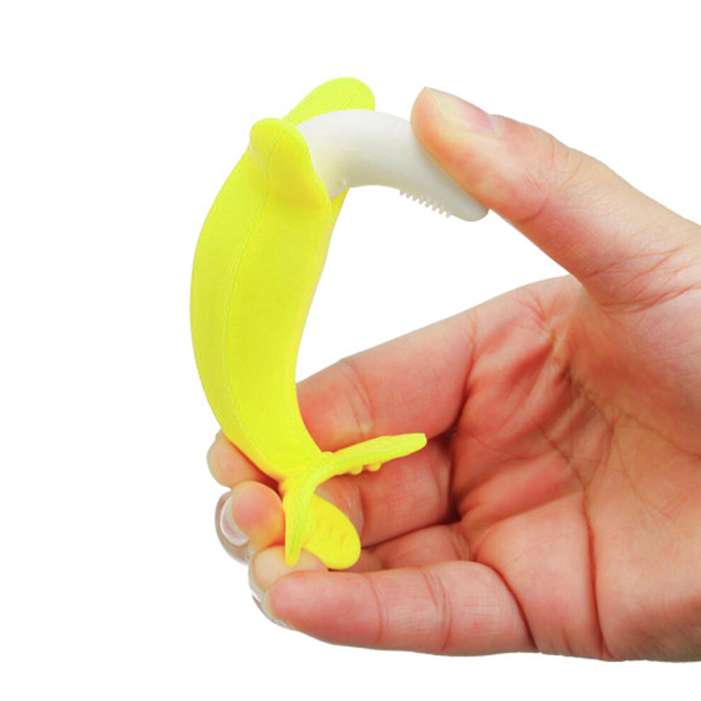 3D Banana Shape Silicone Teether Soothing Chew Toy Green/White