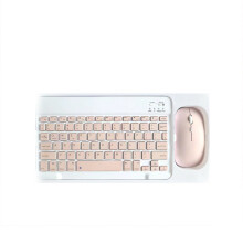 Bluetooth-Tastatur- und Maus-Kombination - 10-Zoll-Akku-Wireless-Tastatur- und Maus-Set mit Etui (Pink)