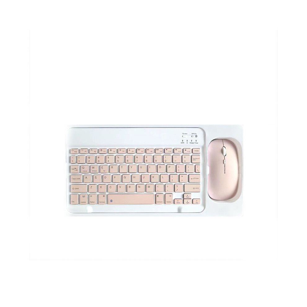 Bluetooth Keyboard And Mouse Combo - 10 Inch Rechargeable Wireless Keyboard And Mouse Set With Case (Pink) Pink 7314280824700