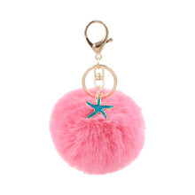 High Quality Starfish Plush Keychain Colorful-Dark pink