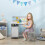 Homcom HOMCOM 2 PCs Childrens Table and Chair Set w/ Whiteboard Storage - Grey 1