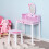 Homcom HOMCOM Kids Dressing Table and Stool Set Make Up Desk with Storage (Pink) 1