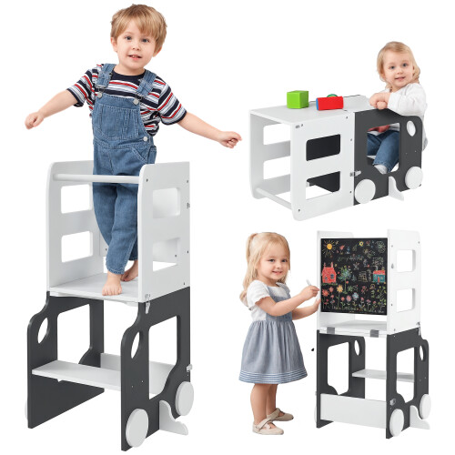 AIYAPLAY Toddler Step Stool, 4 in 1 Foldable Toddler Step, Grey 1