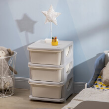 HOMCOM Kids Storage Units with Drawers 3 Tier Chest Dresser Tower Cream