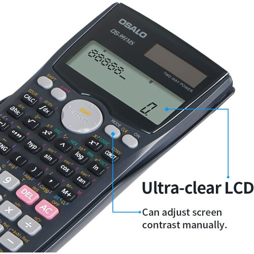 Calculadora científica de alta precisão, com 401 funções e visor LCD de 2 linhas para cálculos com números complexos, notação de engenharia e