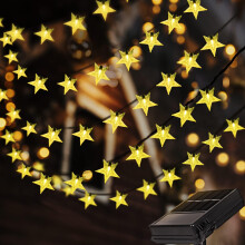 Luzes de LED em formato de estrela, à prova d'água, luzes solares para exterior, liga/desliga automática, iluminação decorativa extensível para