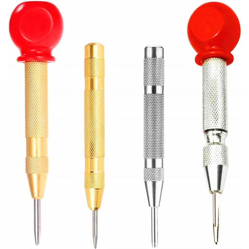 Spring Loaded Center Punch Kit, Lightweight Aluminum Body With Hardened Steel Tip For Precise Marking And Hole Drilling, Adjustable Knurled Cap 9340258507557