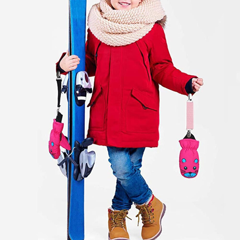 Mitten Clips For Toddlers, Stainless Steel Clip Secure Attachment Adjustable Elastic Band, Woven Polyester Double Weaved Glove Holder With Strong