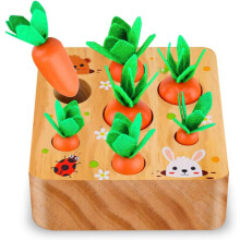Brinquedo de madeira para meninos e meninas de 1 a 3 anos, jogo educativo de colheita de cenouras, benefícios para o desenvolvimento, material