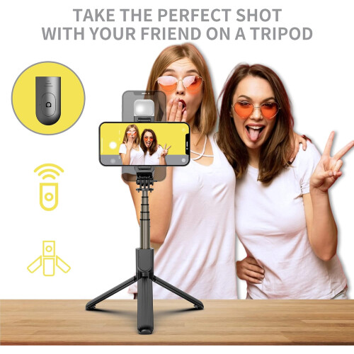 Perche à selfie avec télécommande Bluetooth détachable, trépied avec éclairage d'appoint offrant des solutions d'éclairage inégalées, 2