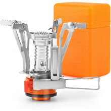 Outdoor Stove Backpacking Burner, Portable Camping Stove with Piezo Ignition and Stable Support, Compact Windproof Design for Hiking Adventure, Wide