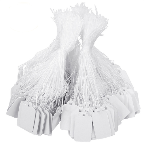 100 Pack Attached Blank Labeling Tags Price Tags with String White 2.4 x 1.4 cm