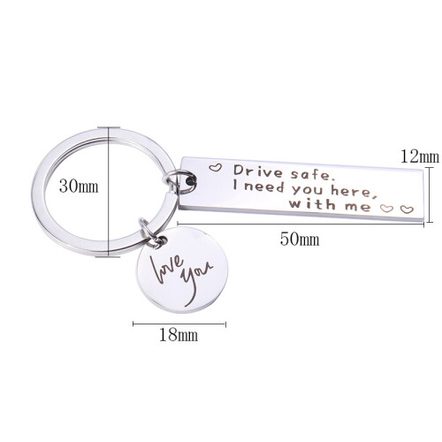 Breloc „Drive safe” din oțel inoxidabil Argintiu 1-pack 1