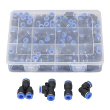 Kit com 80 peças de conexões pneumáticas de 1/4 de polegada, incluindo divisores, cotovelos, tês, conexões retas e conexões rápidas para tub