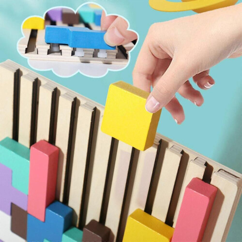 50% Έκπτωση - Ξύλινο Παιχνίδι Tetris Παζλ Tangram για Παιδιά Iq Intellectual Εκπαιδευτι 1