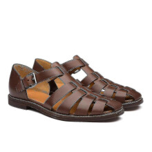 Sandalias deportivas para hombre, de punta cerrada, de cuero, hechas a mano para exteriores.