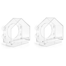 Gaiola de parede pequena de plástico transparente para pássaros de pequeno porte, alimentador de parede para pássaros de estimação, alimenta