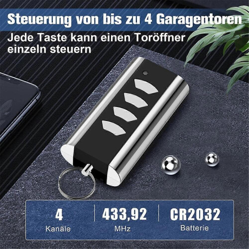Fernbedienung für Entrematic RCU 433-4K, RCU 433-2K, EA433 2KM, 433.92 Rolling-Code-Garagentoröffner, 2 Stück 2