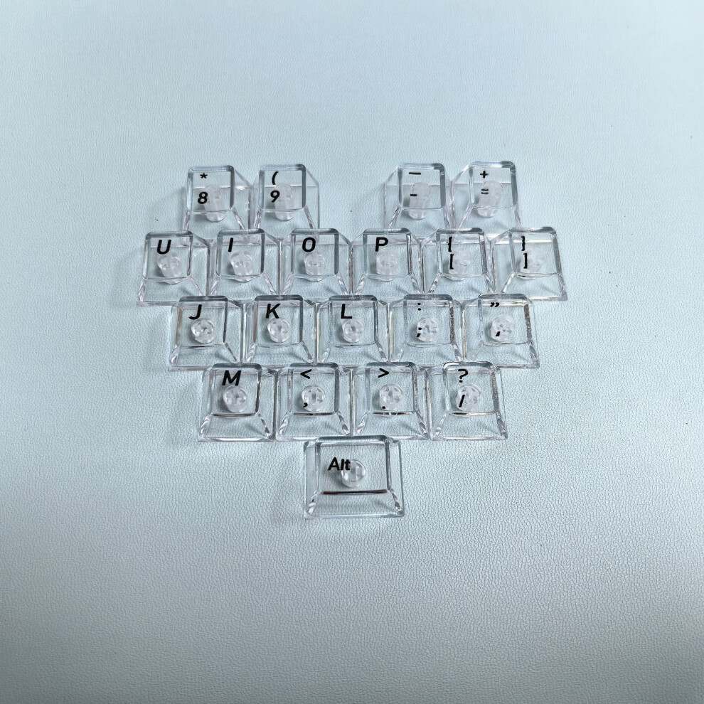 ( Transparent 21 Keys-Engraved {Bag}) 21 Key Transparent Love Key Cap White 8581700716856