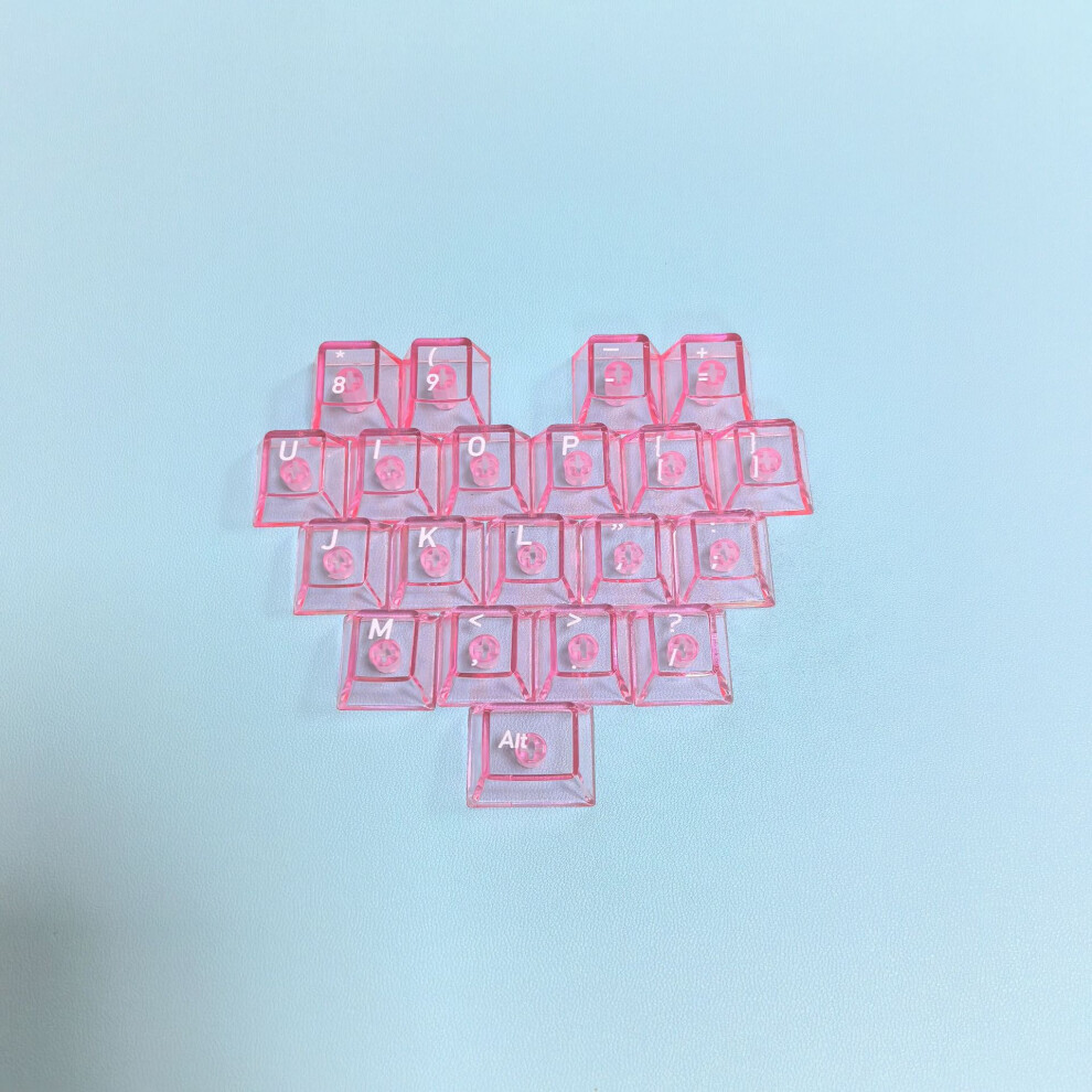 ( Transparent 21 Keys-Engraved {Bag}) 21 Key Transparent Love Key Cap Pink 8581700718157