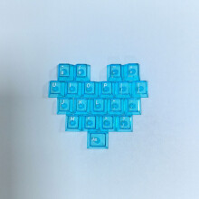 (Blue Transparent 21 Keys-Engraved {Bag}) 21 Key Transparent Love Key Cap
