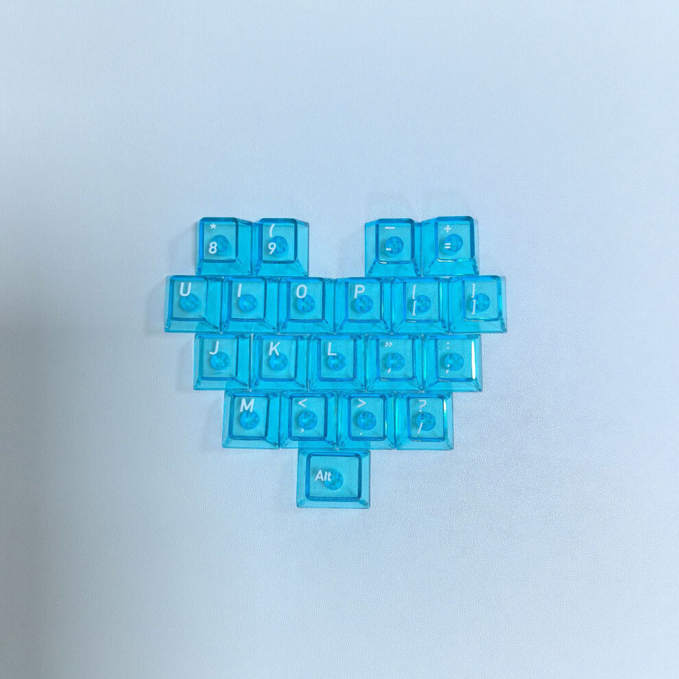 ( Transparent 21 Keys-Engraved {Bag}) 21 Key Transparent Love Key Cap Blue 8581700719758