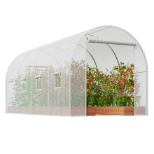 Serre Tunnel-Duoku-Serre à Film-4,4 x 1,9 x 1,9 m-Pour Plantes avec Cadre en Acier Galvanisé-Couverture en PE Blanc