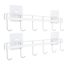 Efficiënt ruimtegebruik, witte organizer voor onder keukenkastjes, bekerhouder met zelfklevende achterkant, decoratief ontwerp voor keuken en