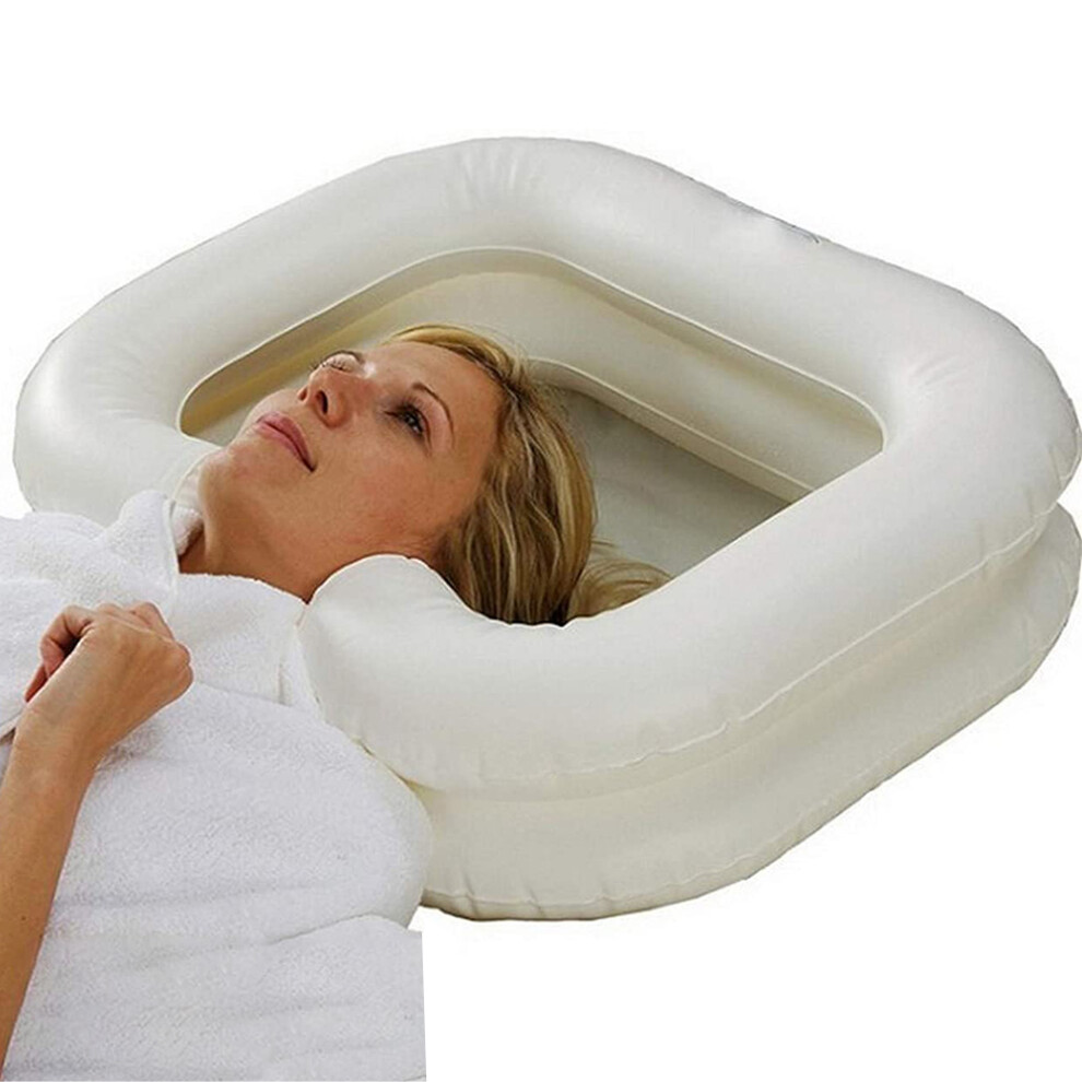 White Shampoo Basin, Bedside Shower Companion, For Injured, Elderly, Bed-Bound, Handicapped, With Easy Inflation Deflation, Convenient Drainage,