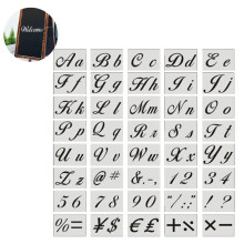 Herbruikbare alfabetstencils, 40 stuks flexibele kalligrafiesjablonen met cijfers, symbolen en bloemen voor doe-het-zelf knutselprojecten,