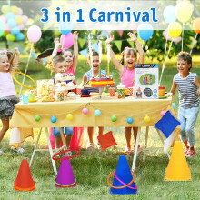 Ringwurfspiel für Kinder und Erwachsene: Das Karnevals-Kombi-Set bietet weiche Verkehrskegel, Säckchen und einen Wurfkreis – ideal für Spiele im