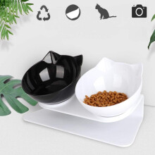 Comedero elevado para gatos, base antideslizante con inclinación de 15 grados, diseño antivómitos, protección para el cuello, fácil de limpiar
