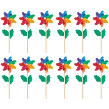 Gartendekoration: Bunte Windspiele mit Lichteffekten, Regenbogen-Windräder für Gartenpartys, robuster Kunststoff und Holzgriff, ein echter Hingucker