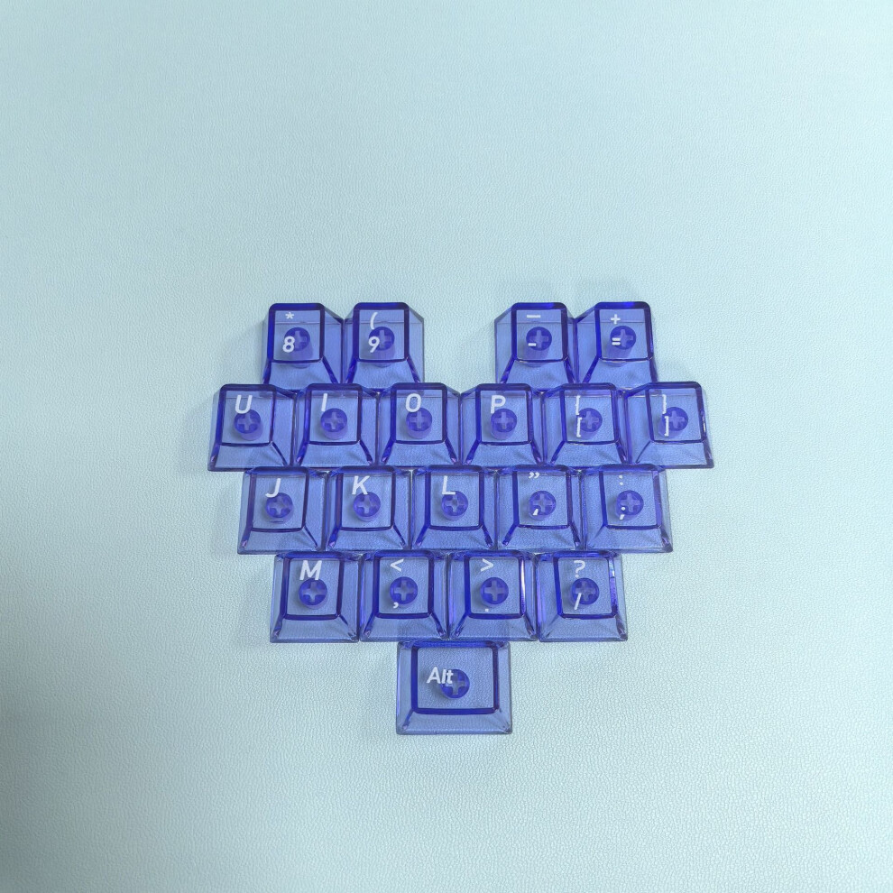 ( Transparent 21 Keys-Engraved {Bag}) 21 Key Transparent Love Key Cap Purple 8581700721355