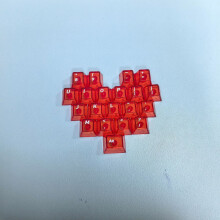 (Light Red Transparent 21 Keys-Engraved {Bag}) 21 Key Transparent Love Key Cap
