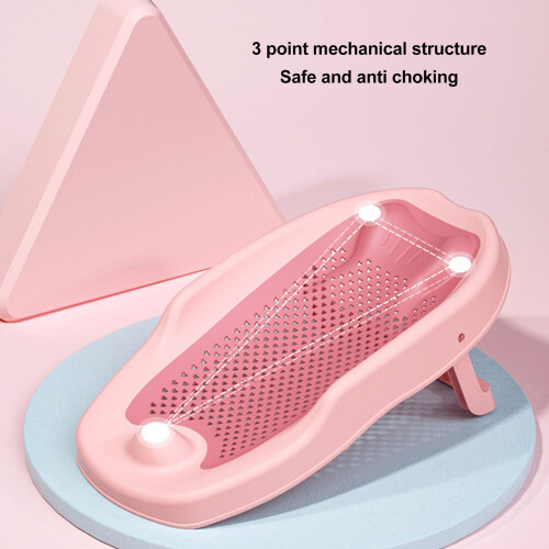 Foldable Pink Ergonomic Baby Bath Support with Heart Pattern, Plastic 2