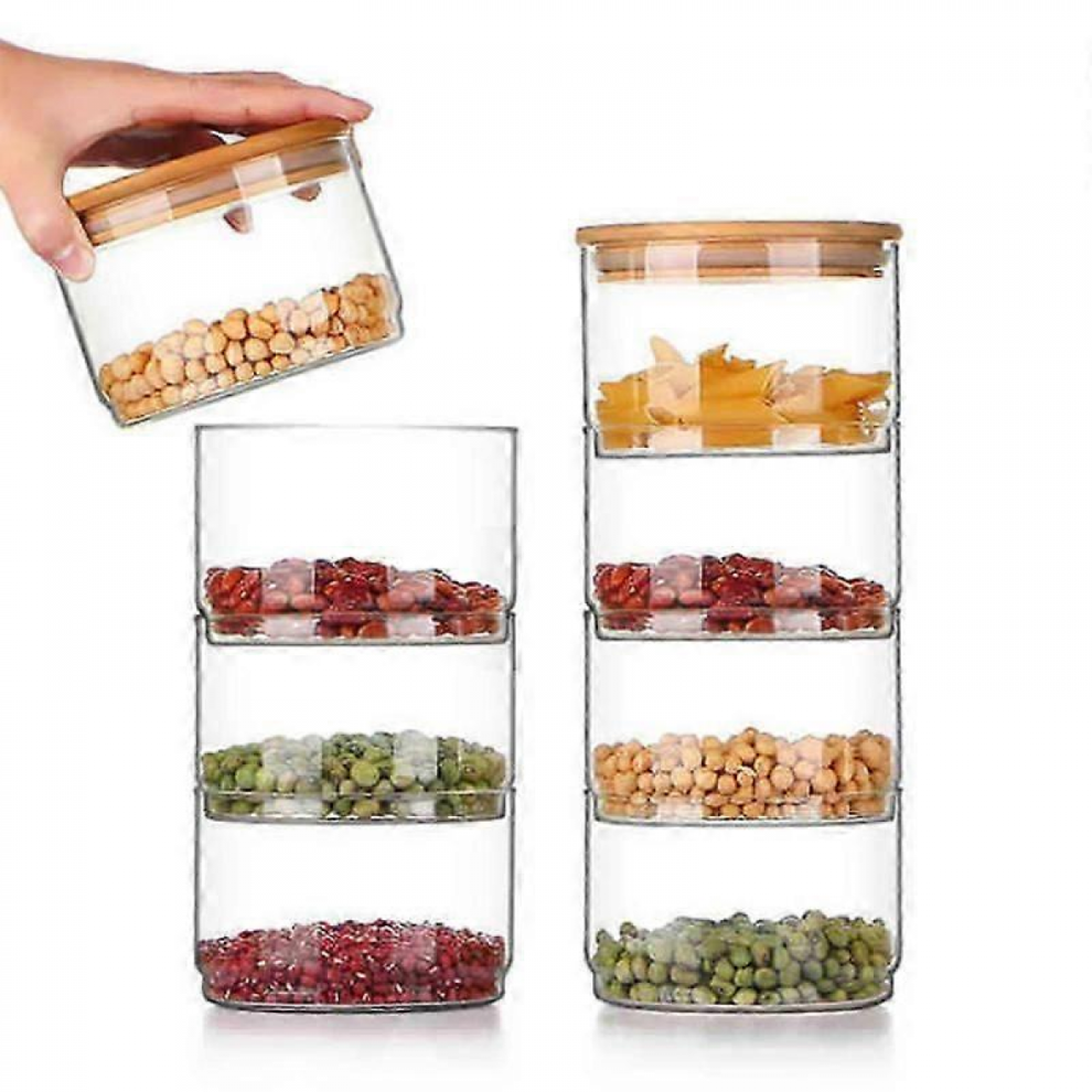 Airtight Glass Containers With Bamboo Lids For Kitchen4 Layers 5008878207038