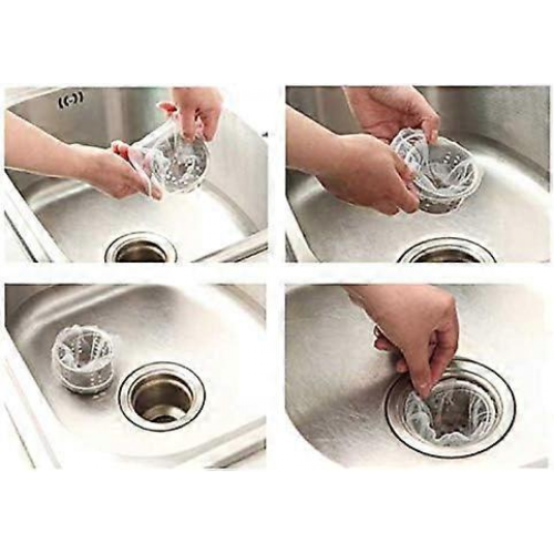 100PCS Disposable Sink Strainer Mesh Bags 9x9cm Fine Mesh Kitchen Filter Prevents Sewer Blockage 2