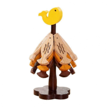 Yellow2025 Bamboo Christmas Tree Potholder Set with Stand 3 Heat Resistant Fish Shaped Pads for Holiday Kitchen Decor