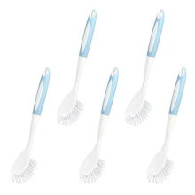 Blue White5pcs Kitchen Diffusion Type Scrub Brush for Cleaning Dishes Pots Pan Sink and Bathroom with Comfortable Long Handle